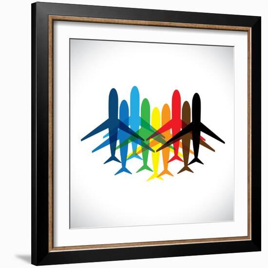 Abstract Colorful Airplane Icons-smarnad-Framed Art Print