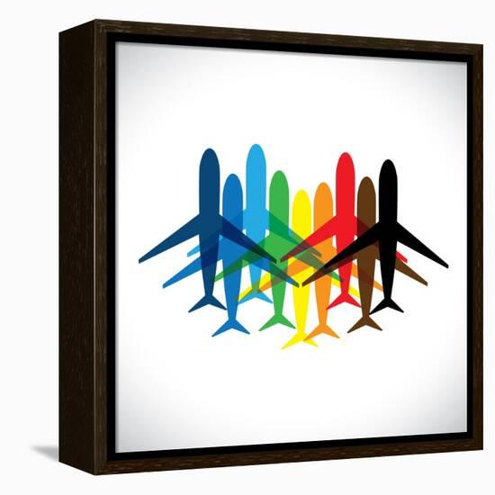 Abstract Colorful Airplane Icons-smarnad-Framed Stretched Canvas