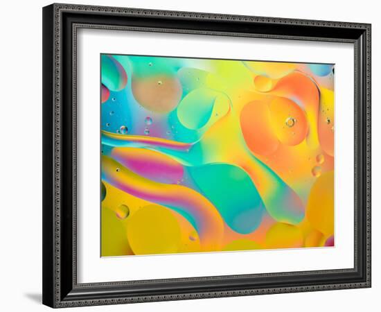 Abstract Colorful Background, Oil Drops on Water-Abstract Oil Work-Framed Photographic Print