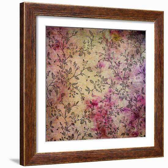 Abstract Colorful Background or Paper with Flower-Theme Grunge Texture-iulias-Framed Art Print