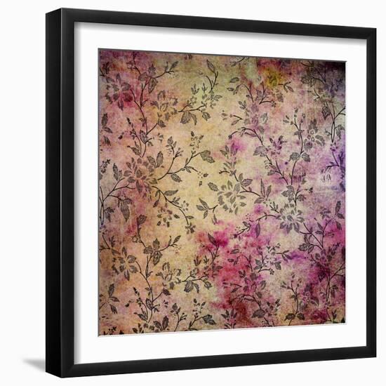 Abstract Colorful Background or Paper with Flower-Theme Grunge Texture-iulias-Framed Art Print