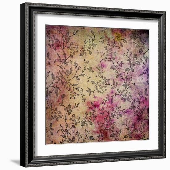 Abstract Colorful Background or Paper with Flower-Theme Grunge Texture-iulias-Framed Art Print