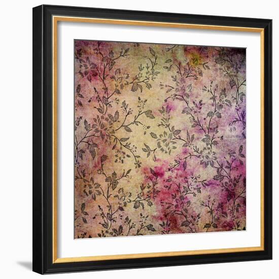 Abstract Colorful Background or Paper with Flower-Theme Grunge Texture-iulias-Framed Art Print