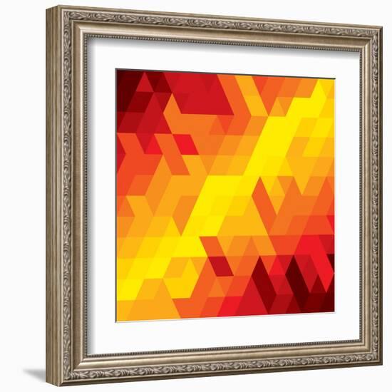 Abstract Colorful Of Diamond, Cube And Square Shapes-smarnad-Framed Art Print