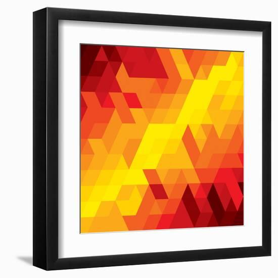 Abstract Colorful Of Diamond, Cube And Square Shapes-smarnad-Framed Art Print