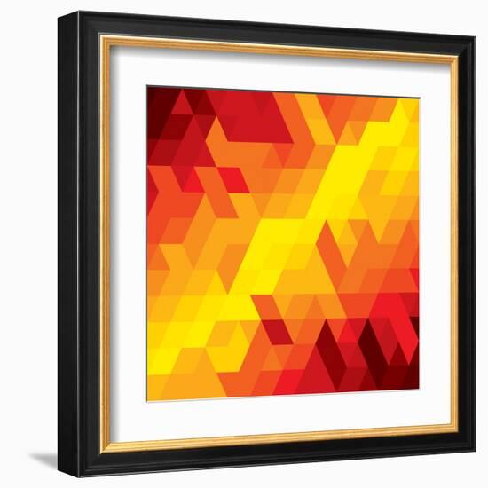 Abstract Colorful Of Diamond, Cube And Square Shapes-smarnad-Framed Art Print