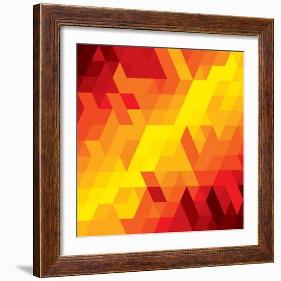 Abstract Colorful Of Diamond, Cube And Square Shapes-smarnad-Framed Art Print