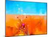 Abstract Colorful Oil Painting Landscape on Canvas. Semi- Abstract Image of Flowers in Meadows ( Fi-pluie_r-Mounted Art Print