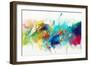 Abstract Colorful Oil Painting on Canvas Texture. Hand Drawn Brush Stroke, Oil Color Paintings Back-pluie_r-Framed Art Print
