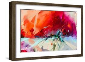 Abstract Colorful Oil Painting on Canvas Texture. Hand Drawn Brush Stroke, Oil Color Paintings Back-pluie_r-Framed Art Print