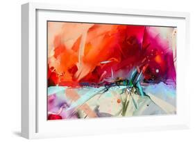 Abstract Colorful Oil Painting on Canvas Texture. Hand Drawn Brush Stroke, Oil Color Paintings Back-pluie_r-Framed Art Print