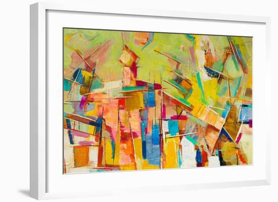 Abstract Colorful Oil Painting on Canvas-Gurgen Bakhshetyan-Framed Photographic Print