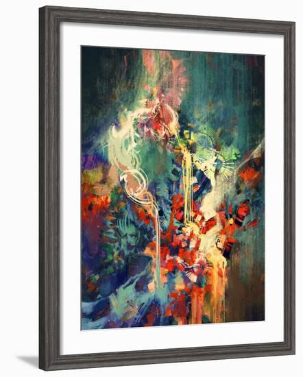 Abstract Colorful Painting,Melted Coloring Elements,Illustration-Tithi Luadthong-Framed Premium Giclee Print