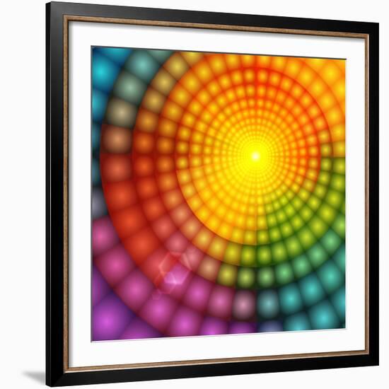 Abstract Colorful Shining Circle Tunnel Background-art_of_sun-Framed Art Print