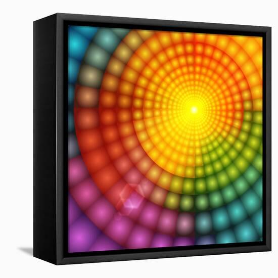 Abstract Colorful Shining Circle Tunnel Background-art_of_sun-Framed Stretched Canvas