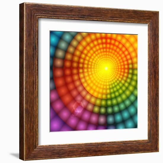 Abstract Colorful Shining Circle Tunnel Background-art_of_sun-Framed Art Print