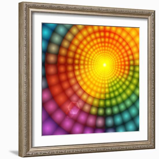 Abstract Colorful Shining Circle Tunnel Background-art_of_sun-Framed Art Print