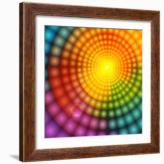 Abstract Colorful Shining Circle Tunnel Background-art_of_sun-Framed Art Print