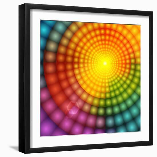 Abstract Colorful Shining Circle Tunnel Background-art_of_sun-Framed Art Print