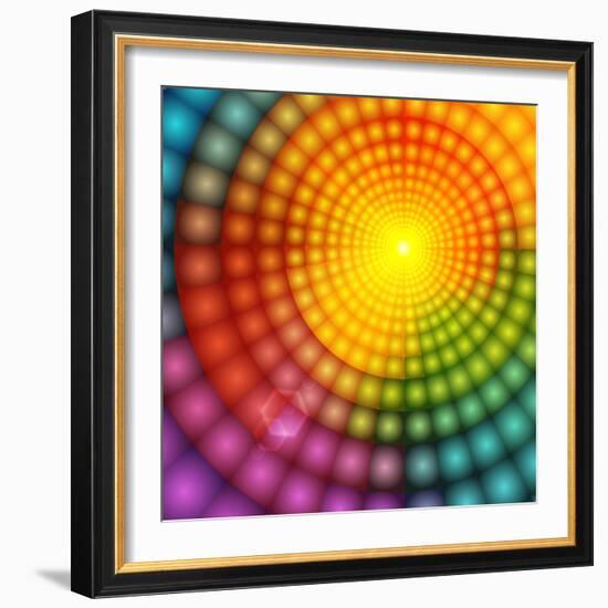 Abstract Colorful Shining Circle Tunnel Background-art_of_sun-Framed Art Print