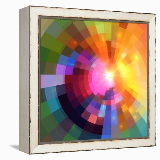 Abstract Colorful Shining Circle Tunnel Background-art_of_sun-Framed Stretched Canvas