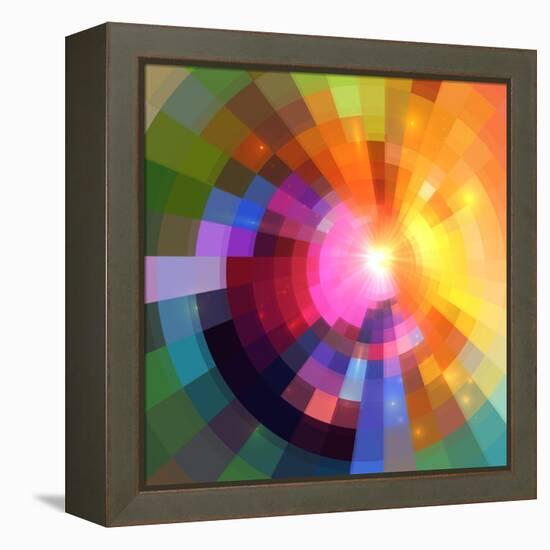 Abstract Colorful Shining Circle Tunnel Background-art_of_sun-Framed Stretched Canvas