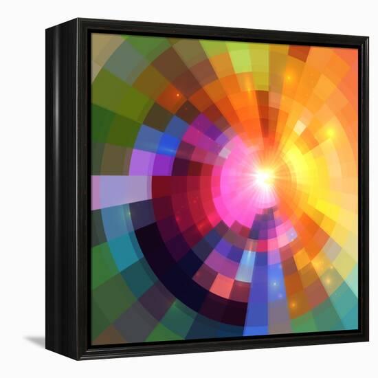 Abstract Colorful Shining Circle Tunnel Background-art_of_sun-Framed Stretched Canvas