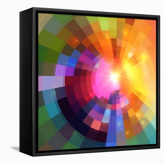 Abstract Colorful Shining Circle Tunnel Background-art_of_sun-Framed Stretched Canvas