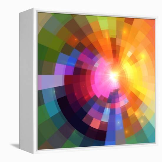 Abstract Colorful Shining Circle Tunnel Background-art_of_sun-Framed Stretched Canvas