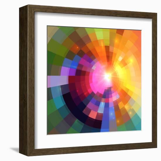 Abstract Colorful Shining Circle Tunnel Background-art_of_sun-Framed Art Print