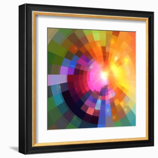 Abstract Colorful Shining Circle Tunnel Background-art_of_sun-Framed Art Print