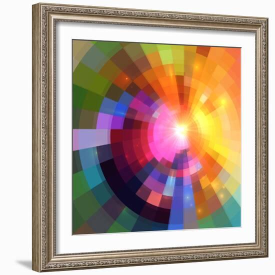 Abstract Colorful Shining Circle Tunnel Background-art_of_sun-Framed Art Print