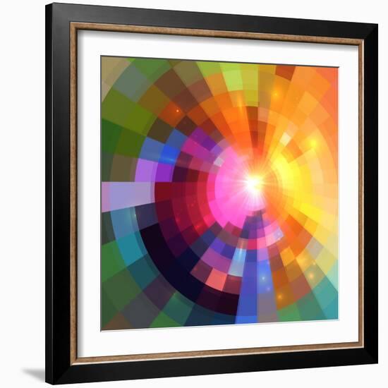 Abstract Colorful Shining Circle Tunnel Background-art_of_sun-Framed Art Print