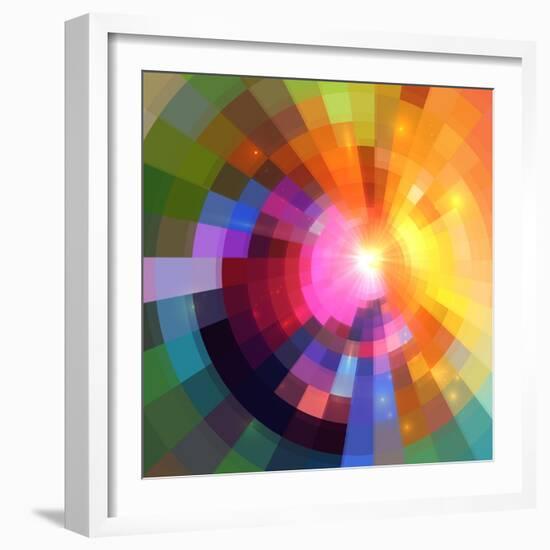 Abstract Colorful Shining Circle Tunnel Background-art_of_sun-Framed Art Print