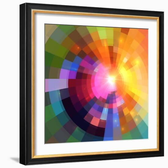 Abstract Colorful Shining Circle Tunnel Background-art_of_sun-Framed Art Print