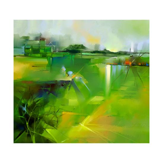 Abstract Colorful Yellow And Green Oil Painting Landscape On Canvas Semi Abstract Image Of Tree Art Print Pluie R Art Com