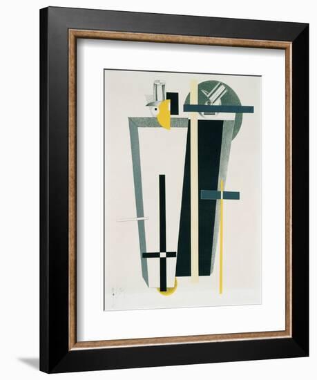 Abstract Composition in Grey, Yellow and Black-El Lissitzky-Framed Giclee Print