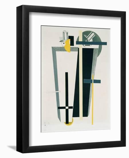 Abstract Composition in Grey, Yellow and Black-El Lissitzky-Framed Giclee Print