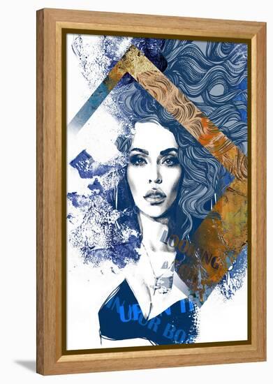 Abstract Composition Wit a Freehand Drawing of a Beautiful Lady and Decorative Hair-A Frants-Framed Stretched Canvas