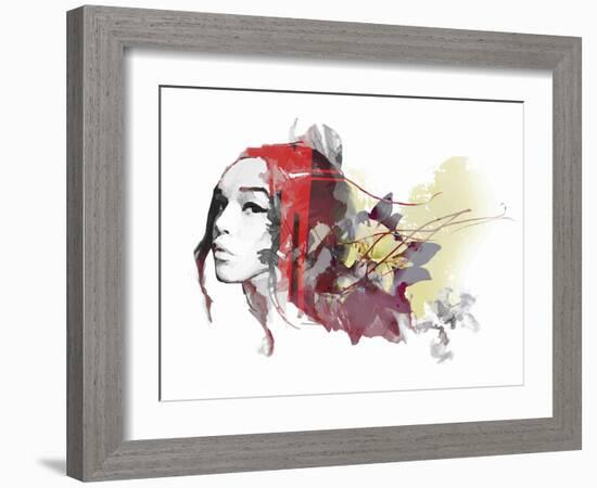 Abstract Composition with a Lady and Flowers-A Frants-Framed Art Print