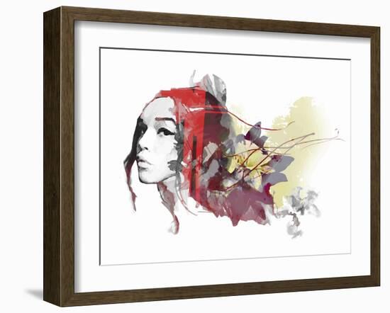 Abstract Composition with a Lady and Flowers-A Frants-Framed Art Print