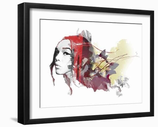 Abstract Composition with a Lady and Flowers-A Frants-Framed Art Print