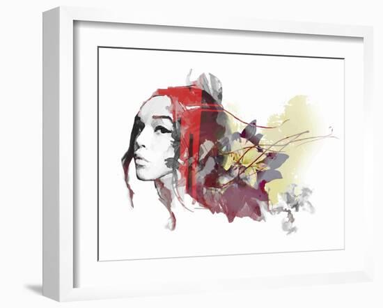 Abstract Composition with a Lady and Flowers-A Frants-Framed Art Print