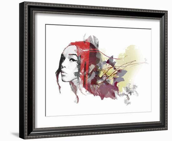 Abstract Composition with a Lady and Flowers-A Frants-Framed Art Print