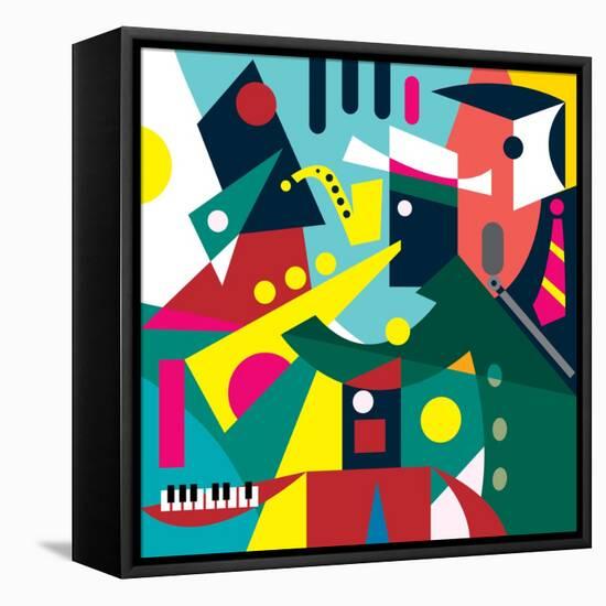 Abstract Cubic Jazz Band (Vector Art)-ad_krikorian-Framed Premier Image Canvas