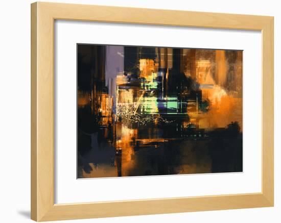 Abstract Digital Painting Of Textured Background In Gold Colors