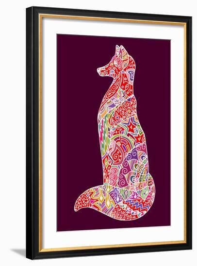 Abstract Doodle Outline Fox Illustration. Vector, Colorful Image.-Neliakott-Framed Art Print