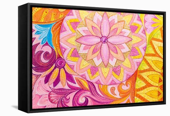 Abstract Drawing Oil Paints on A Canvas with Floral Ornament-Vensk-Framed Stretched Canvas