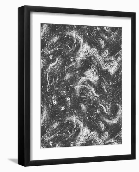 Abstract Dripping Painting Black White-Ninola Designs-Framed Art Print