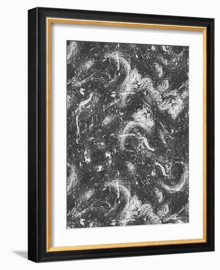 Abstract Dripping Painting Black White-Ninola Designs-Framed Art Print